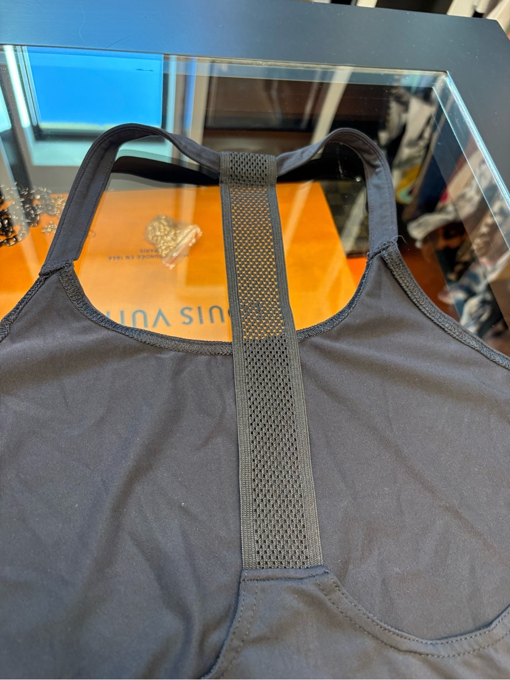Fabletics Black Racerback Layered Workout Tank - Picture 4 of 7